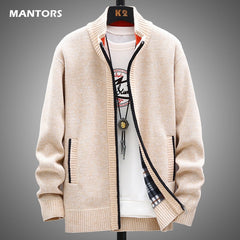 Sweater Fleece Cardigan Coat Solid Color Stand Collar Jersey