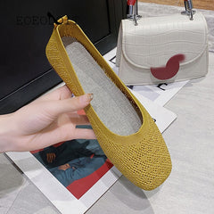 Moccasins Flat Heel Stretch Knit Sneakers Shoes Shallow Flats Loafer