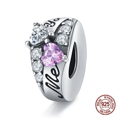 Sterling Silver Heart Vintage Charms Beads Fit Original DIY Bracelets