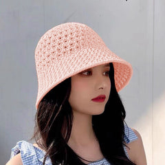 Solid Handmade Crochet Floppy Top Summer Hats