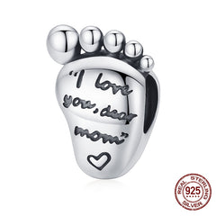 Sterling Silver Heart Vintage Charms Beads Fit Original DIY Bracelets