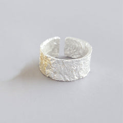 925 Sterling Silver Geometric heart hollowout Adjustable Ring Minimalist