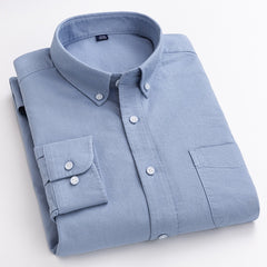 100% Cotton Man Shirt Long Sleeve Button Down Slim Blouse
