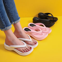 Beach Flip Flops for Wedges Heels Clip Toe Cloud Slippers