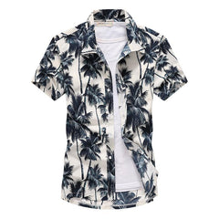 Fashion Mens Hawaiian Shirts Short Sleeve Button Coconut Tree Print Casual