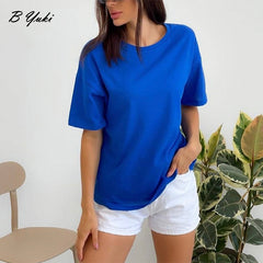 Soft Basic T Shirt Women Oversized Casual Solid Tee