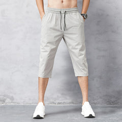 Men Shorts Summer Breeches Thin Nylon 3/4 Length Trousers