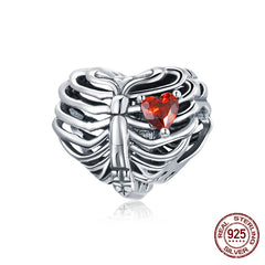 Sterling Silver Heart Vintage Charms Beads Fit Original DIY Bracelets