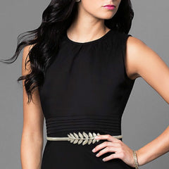 Flower Leaves Metal Buckle Belt for Women Ladies Elastic Waist Chain Belts