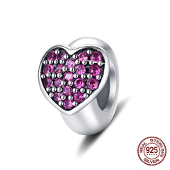 Sterling Silver Heart Vintage Charms Beads Fit Original DIY Bracelets
