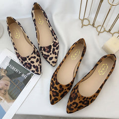 Leopard Flat Fashion Classic Flats Casual Pointed Toe Slip On Shoes
