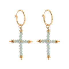 Bohemian Handmade Natural Stone Beads Hoop Earrings