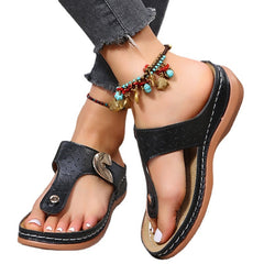Wedge Sandals Open Toe Sandals Vintage Anti-slip Leather