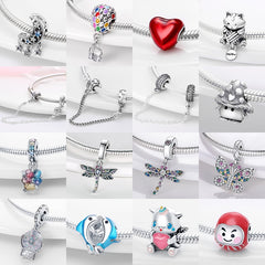 Silver Color Heart Shaped Charms Beads