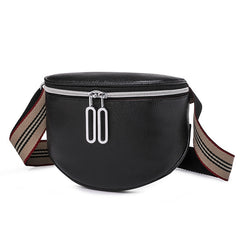 Solid Color PU Leather Fanny Pack For Women Stylish Waist Pack