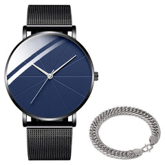 Minimalist Men Fashion Watches Simple Men Business Ultra Thin Stainless Steel