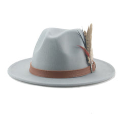 Hat Fedoras Winter Women Hats Men Felt Hat Feather Luxury Fashion Casual