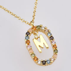 Silver Gold Letters A - Z Initial M S C K Alphabet Long Chain Necklace