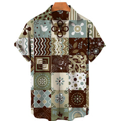 Clothing 3D Hawaiian Shirt Men Fashion Cashew Flower Geometric Printed Shirts
