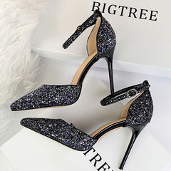 High Heels Women Pumps Sparkle Sequins Stiletto Heels 10 Cm Party Shoes