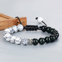 Trendy White Men Beads Bracelet Handmade Natural Tiger Eye Lava Stone