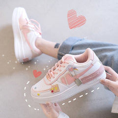 Kawaii Candy Color Canvas Sneakers Japanese Style Patchwork