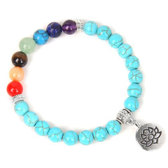 Handmade Natural Stone Lotus Ohm Buddha Beads Bracelet