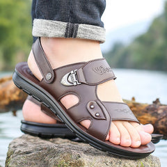 Non-slip Open-toe Leather Sandals
