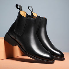 Elegant Chelsea Boots Leather Men Couple Shoes Slip-on Dress Formal Boots