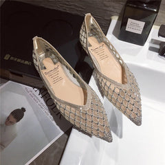 Pointed Toe Women Flats Bling Air Mesh Shoes Comfortable Soft Breathable