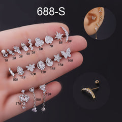 1Piece Zircon Dangle Earrings Heart Star Bee Women Earrings