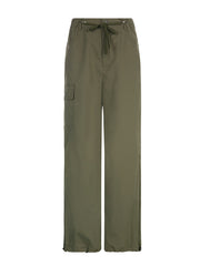 Fairycore Green Cargo Pants Fashion One Side Pocket Low Rise Casual Pants