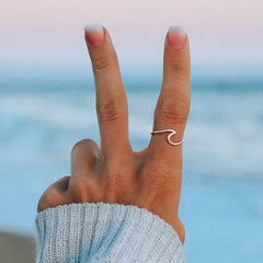 Silver Surf Wave Ring for Party Wedding Jewelry Accessories