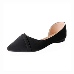 Women Flats Pink Black Pure Color Plus Small Size Pointed Toe Office