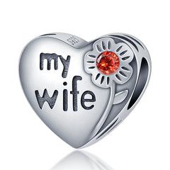 Silver Color Heart Shaped Charms Beads