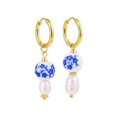 Bohemian Handmade Natural Stone Beads Hoop Earrings