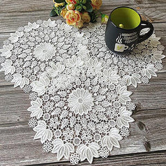 flower Lace Round Embroidery table place mat
