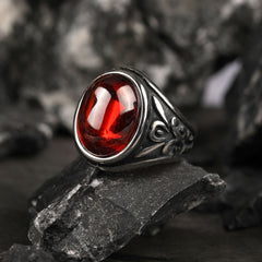 Zircon Stone Men Ring Vintage Titanium Stainless Steel Seal Rings Male Jewelry