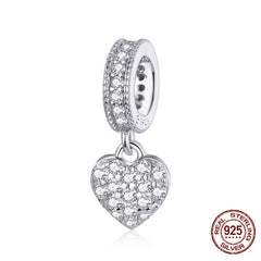 Sterling Silver Heart Vintage Charms Beads Fit Original DIY Bracelets