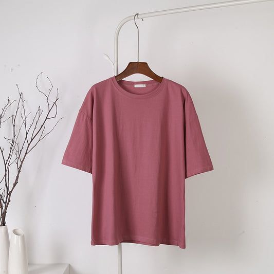 Soft Basic T Shirt Women Oversized Casual Solid Tee