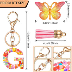 Acrylic Butterfly Letter Keychains English Alphabet Crystal Women Key Chains