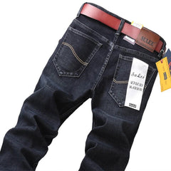 Comfort Straight Denim Pants Men Jeans Business Casual Elastic