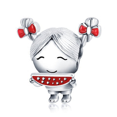 Silver Color Heart Shaped Charms Beads