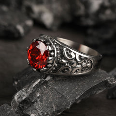 Zircon Stone Men Ring Vintage Titanium Stainless Steel Seal Rings Male Jewelry