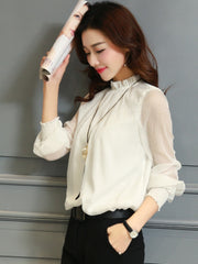Chiffon Blouse Women Tops Long Sleeve