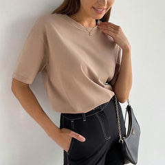 Soft Basic T Shirt Women Oversized Casual Solid Tee