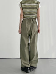 Fairycore Green Cargo Pants Fashion One Side Pocket Low Rise Casual Pants