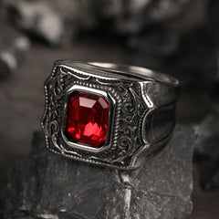 Zircon Stone Men Ring Vintage Titanium Stainless Steel Seal Rings Male Jewelry