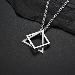 Geometry Interlocking Square Triangle Male Pendant