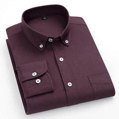 100% Cotton Man Shirt Long Sleeve Button Down Slim Blouse